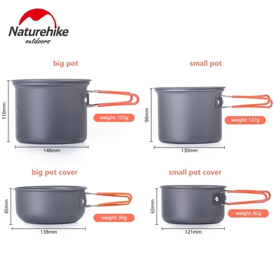 Набір посуду Naturehike NH15T401-G (5 предметів)  Сірий фото