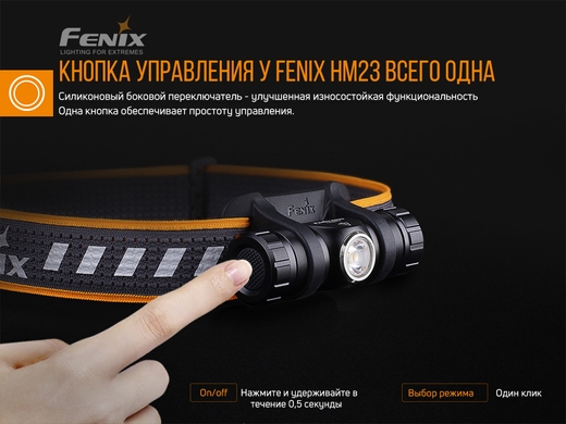Налобний ліхтар Fenix HM23 240 лм  Чорний фото