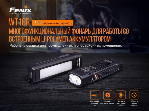 Ручной фонарь-светильник Fenix WT16R 300 лм  Черный фото