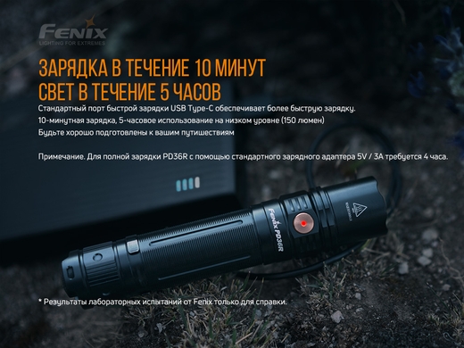 Ручной фонарь Fenix PD36R 1600 лм  Черный фото