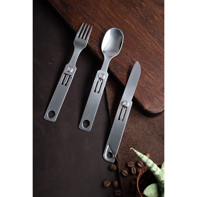 Набір столових приборів Roxon C1 (ложка, виделка, ніж)  Сірий фото