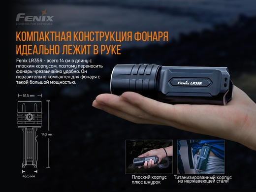 Ручной фонарь Fenix LR35R 10000 лм  Черный фото