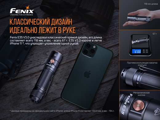 Ручной фонарь Fenix E35 V3.0 3000 лм  Черный фото