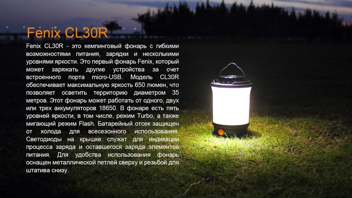 Кемпінговий ліхтар Fenix CL30R 650 лм  Сірий фото