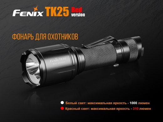 Ручний ліхтар Fenix TK25 Red 1000 лм  Чорний фото